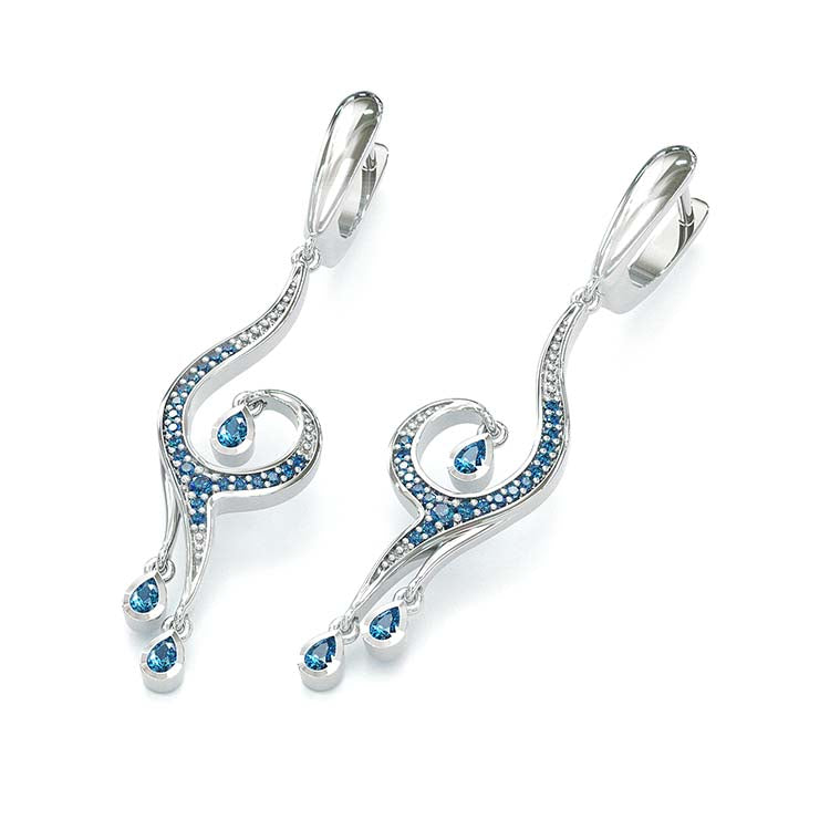 Jzora Handmade Stylish Sapphire Sterling Silver Earrings