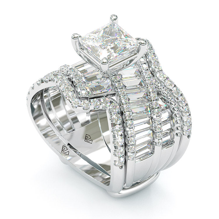 Jzora handmade princess cut wedding ring anniversary ring sterling silver bridal set