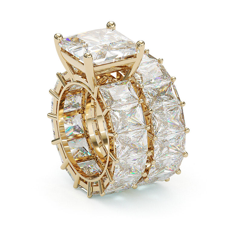 Jzora cushion anniversary ring wedding ring gold bridal set
