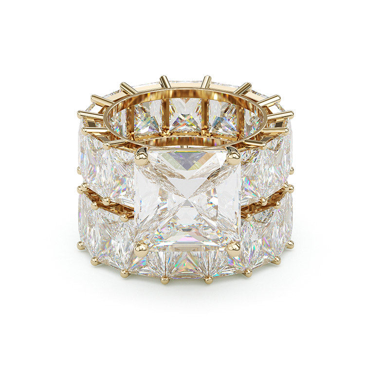 Jzora cushion anniversary ring wedding ring gold bridal set