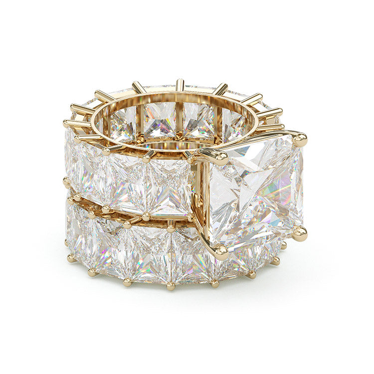 Jzora cushion anniversary ring wedding ring gold bridal set