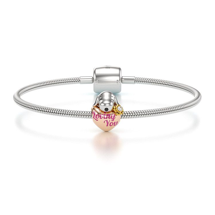 Jzora handmade smiling puppy loving you tennis bracelet