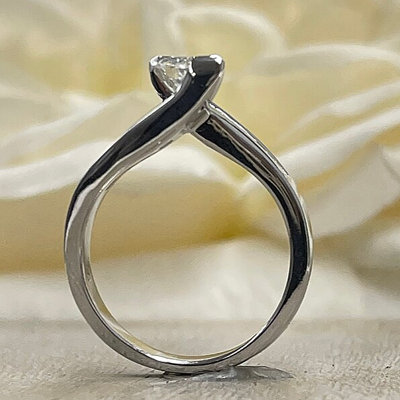 Jzora Handmade Dainty Marquise CZ Bypass Sterling Silver Promise Ring