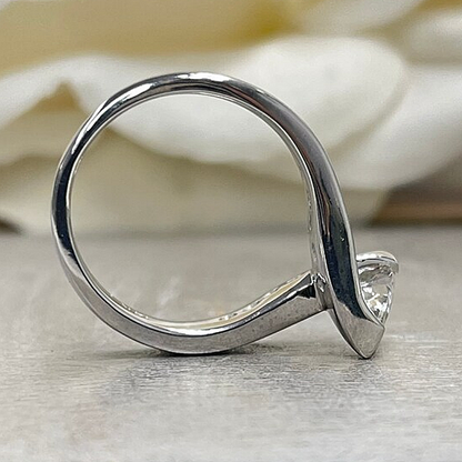 Jzora Handmade Dainty Marquise CZ Bypass Sterling Silver Promise Ring