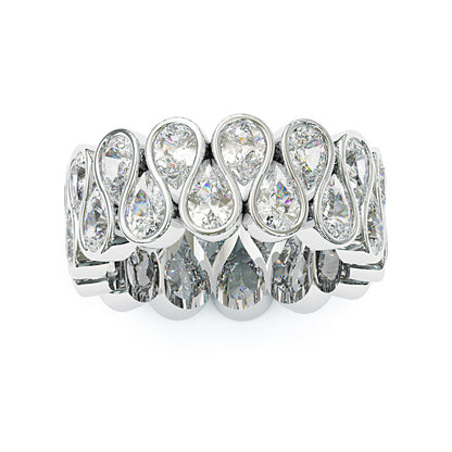 Jzora handmade pear cut sparkling wide band sterling silver ring