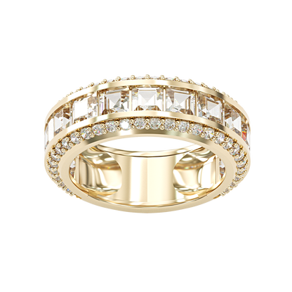 Jzora handmade gold-color princess cut brilliant sterling silver men's ring