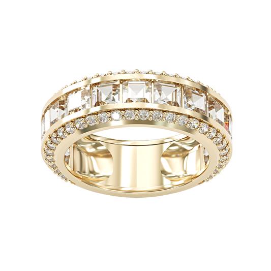 Jzora handmade gold-color princess cut brilliant sterling silver men's ring