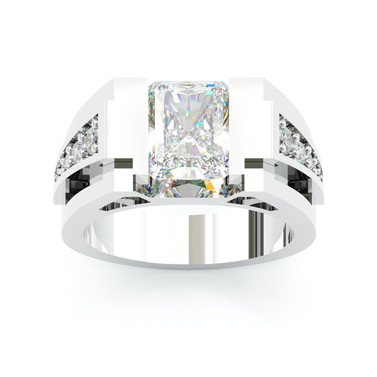 Jzora handmade modern 4ct white emerald cut men's ring
