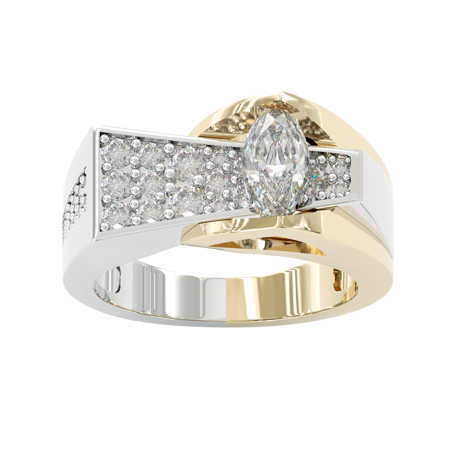 Jzora handmade two-tone oval center luxury & chic ring