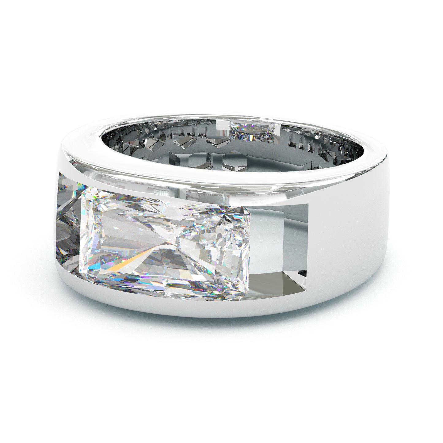 Jzora handmade bold radiant cut chic & statement solitaire men's ring