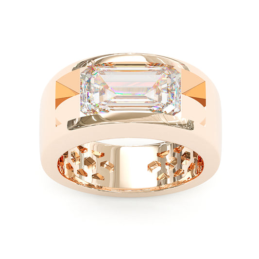 Jzora handmade 4CT bold emerald cut chic & statement moissanite ring