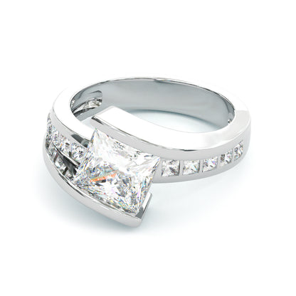 Jzora handmade princess cut modern architectural style sterling silver ring