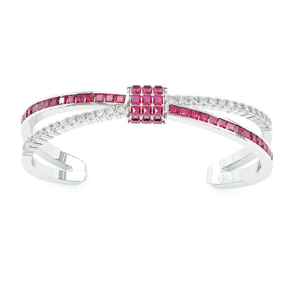 Jzora handmade luxury ruby CZ bangle tennis bracelet