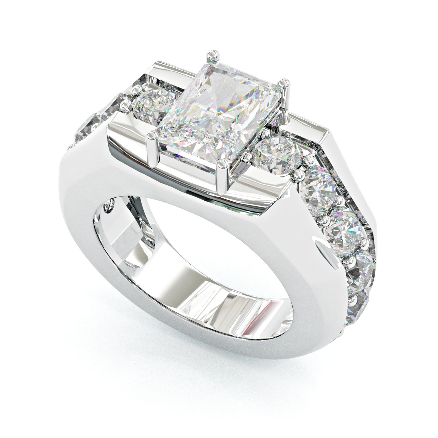 Jzora handmade 6.5ct radiant cut majestic & luxury men's statement ring