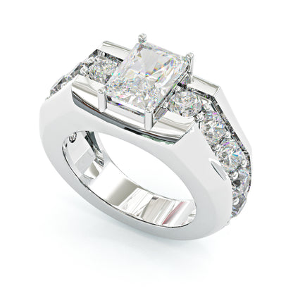 Jzora handmade 6.5ct radiant cut majestic & luxury men's statement ring