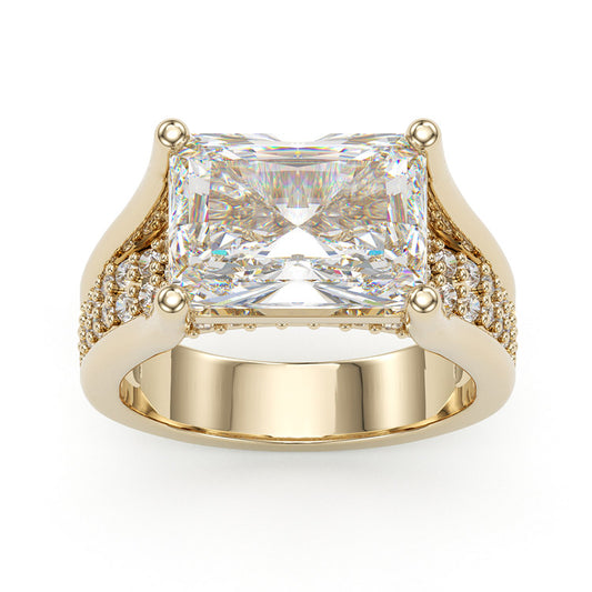 Jzora handmade gold 10ct radiant cut chic sterling silver ring