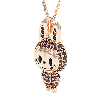 Jzora handmade cute & mischievous grinning elve pendant sterling silver necklace