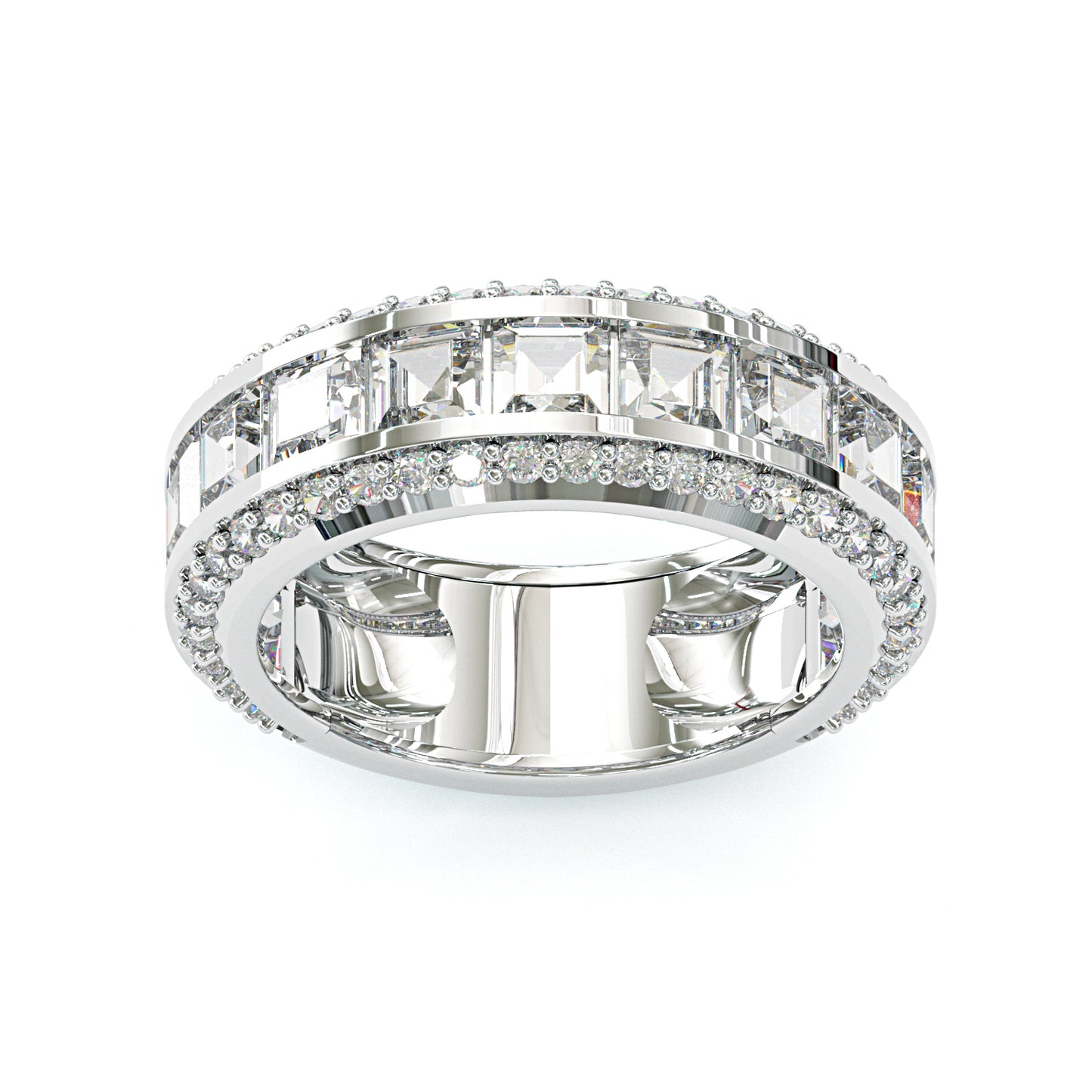 Jzora handmade gold-color princess cut brilliant sterling silver men's ring