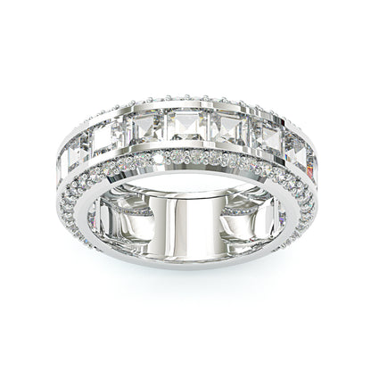 Jzora handmade gold-color princess cut brilliant sterling silver men's ring