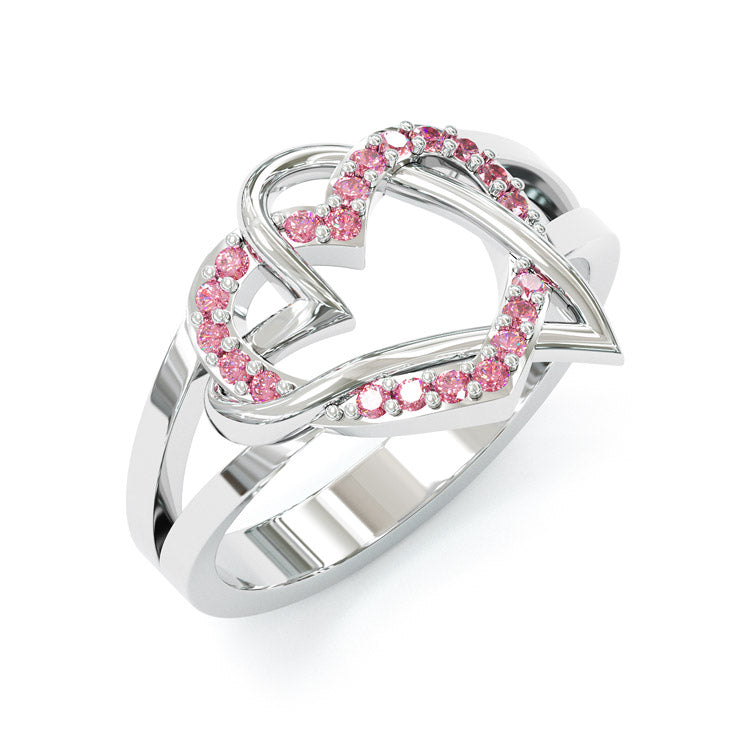 Jzora handmade Rhodolite heart design sterling silver ring