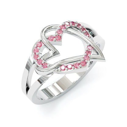 Jzora handmade Rhodolite heart design sterling silver ring