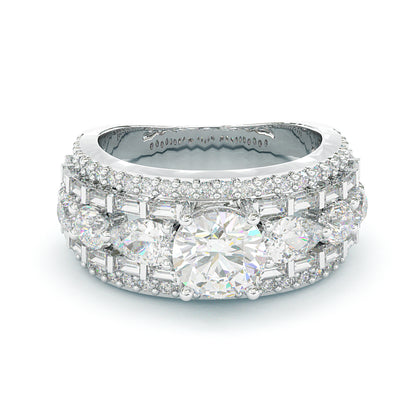 Jzora handmade luxury & sparkling round brilliant cut Moissanite pavé statement ring
