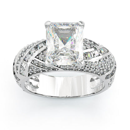 Jzora Handmade Luxury Radiant Cut Sterling Silver Men's Band Ring
