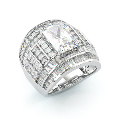 Jzora handmade massive emerald cut men's bold wide band ring