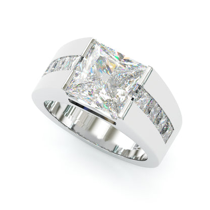 Jzora Handmade Channel‑Set Princess Cut Moissanite Chunky Wide Men’s Ring