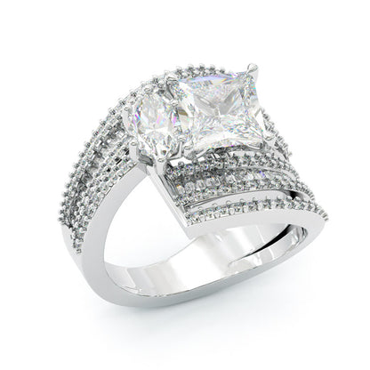 Jzora handmade radiant&marquise cut sterling silver ring
