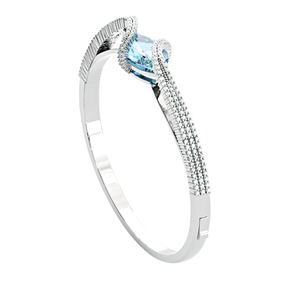 Jzora handmade elegant & chic blue marquise cut sterling silver bracelet