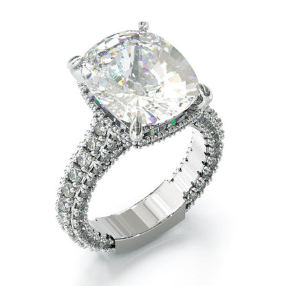 Jzora handmade 5ct cushion cut created sterling silver engagement ring