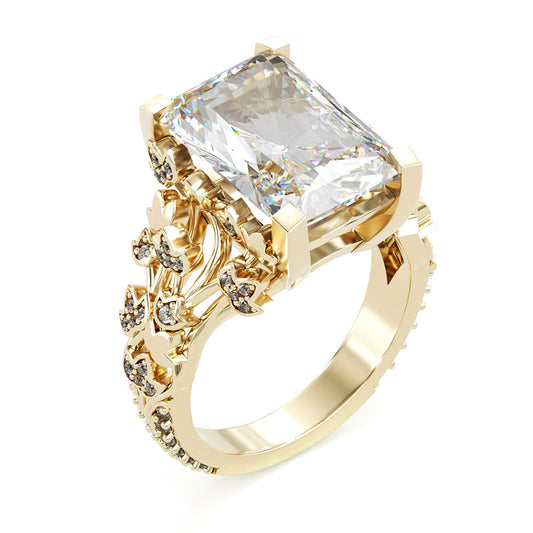 Jzora handmade gold 20ct radiant cut brilliant sterling silver engagement ring