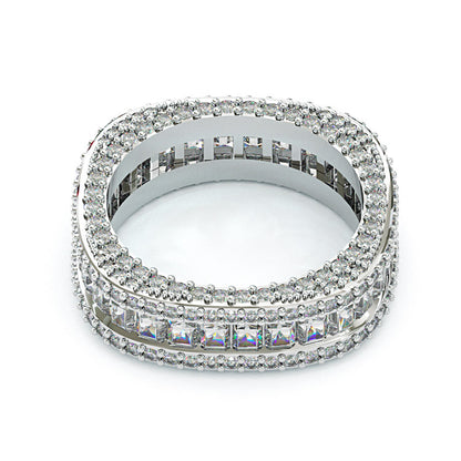 Jzora luxury radiant & round cut sterling silver wedding women's band