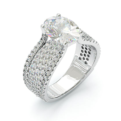 Jzora handmade 5ct luxury oval cut multi-row sterling silver ring