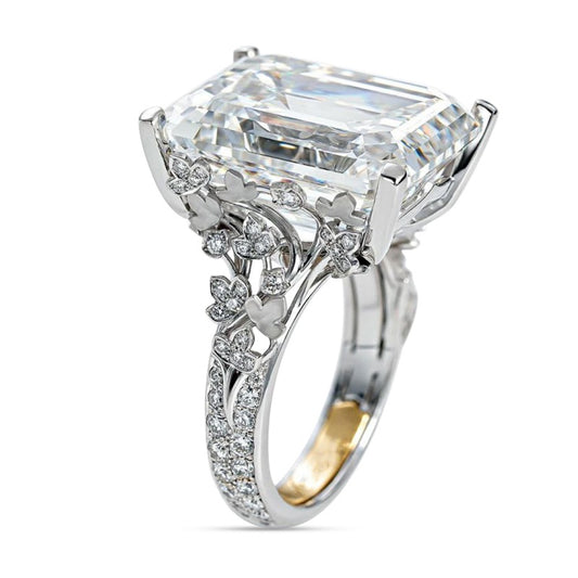 Jzora handmade 20ct radiant cut brilliant sterling silver engagement ring