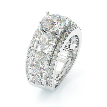 Jzora handmade luxury & sparkling round brilliant cut Moissanite pavé statement ring