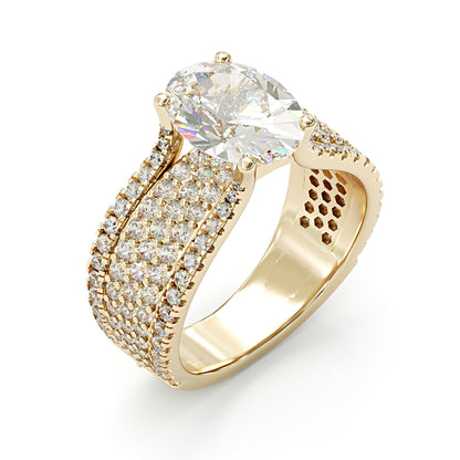 Jzora handmade 5ct luxury oval cut multi-row sterling silver ring