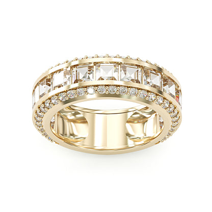 Jzora handmade gold-color princess cut brilliant sterling silver men's ring