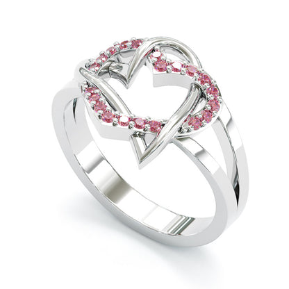 Jzora handmade Rhodolite heart design sterling silver ring