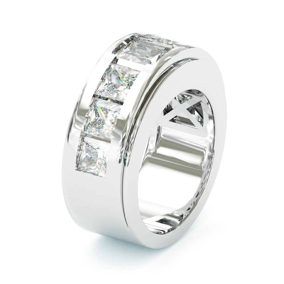 Jzora Handmade Moissanite Princess Cut Unique Men's Wedding Ring