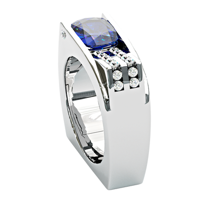 Jzora handmade vintage luxe royal bluefire bold men’s ring