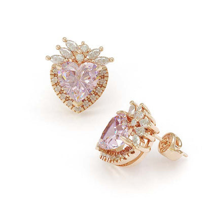 Jzora handmade pink 1ct heart cut classic sterling silver earrings