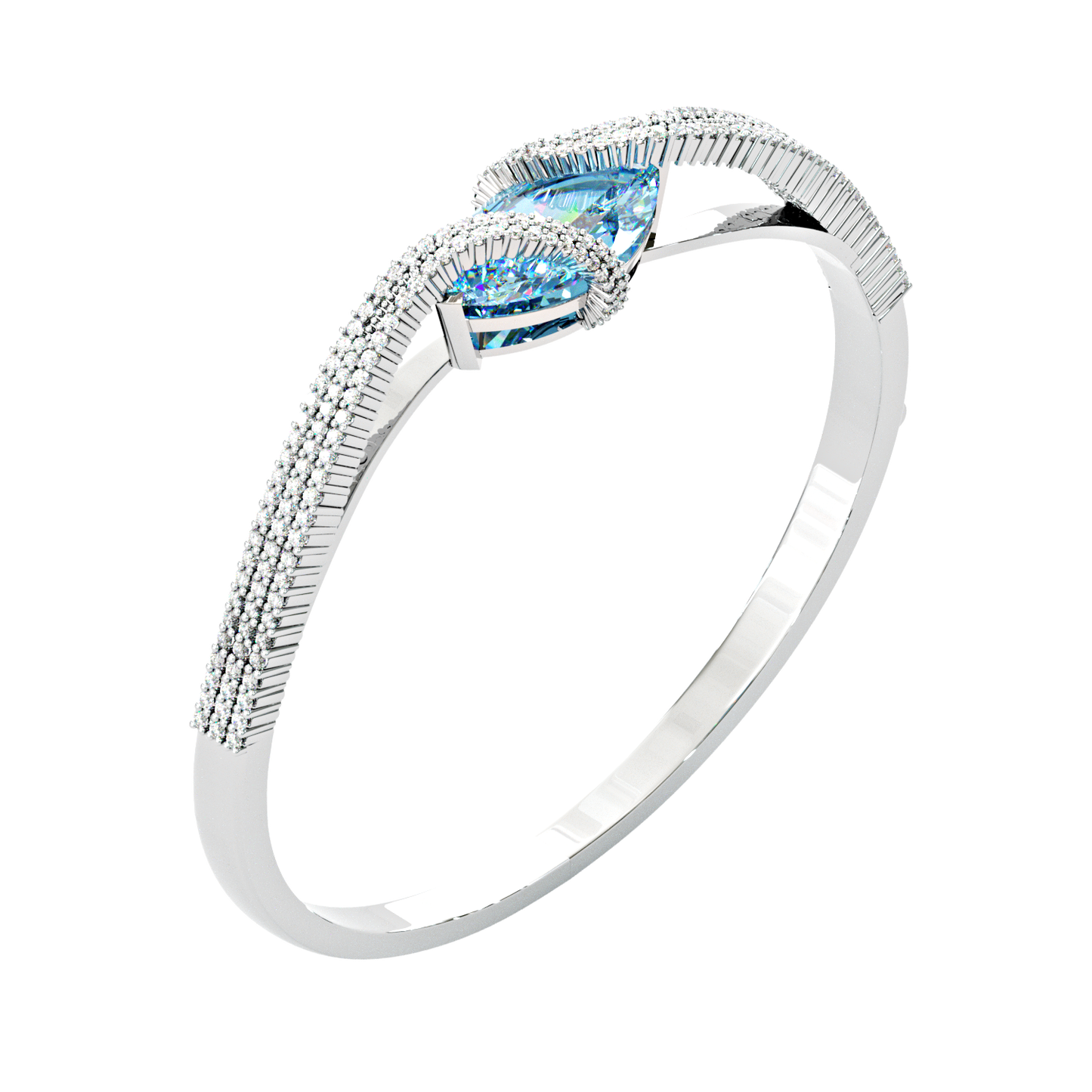 Jzora handmade elegant & chic blue marquise cut sterling silver bracelet