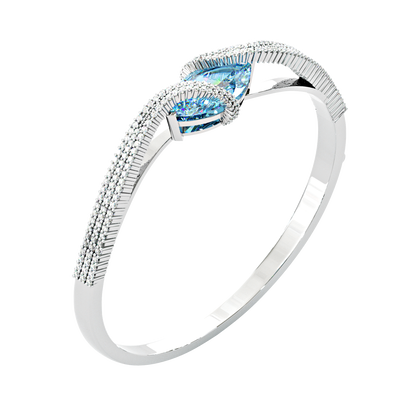 Jzora handmade elegant & chic blue marquise cut sterling silver bracelet