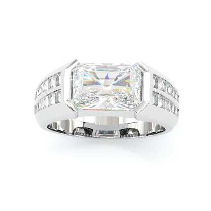 Jzora handmade 6ct radiant cut bezel set men's wedding band ring