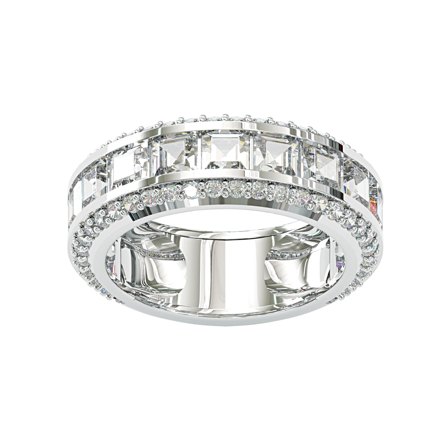 Jzora handmade gold-color princess cut brilliant sterling silver men's ring