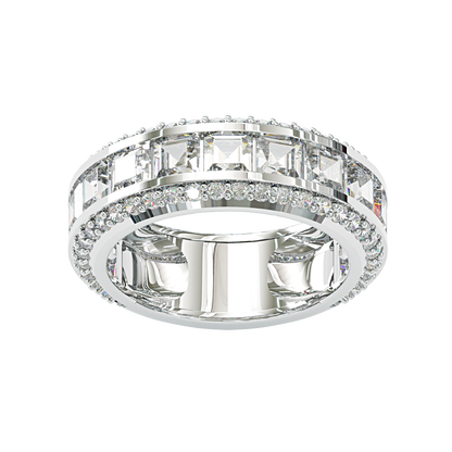 Jzora handmade gold-color princess cut brilliant sterling silver men's ring