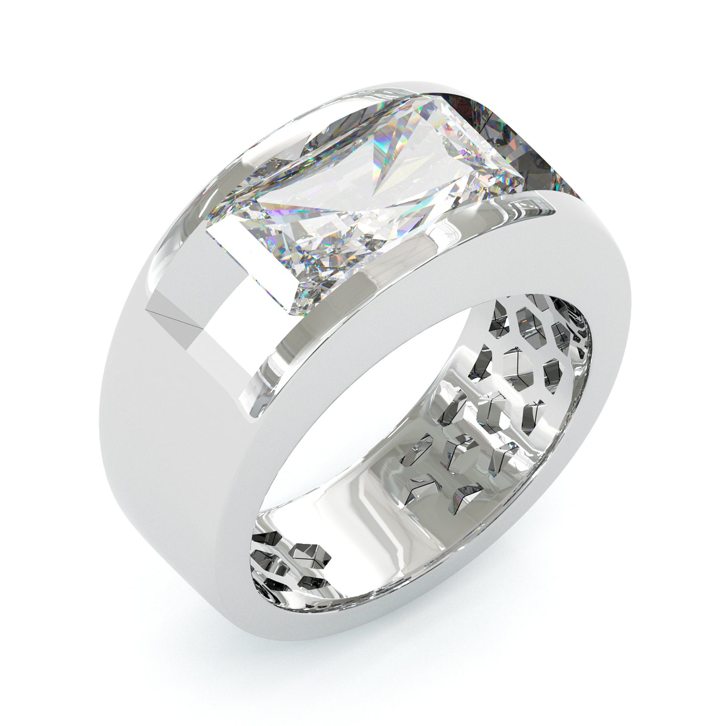 Jzora handmade bold radiant cut chic & statement solitaire men's ring