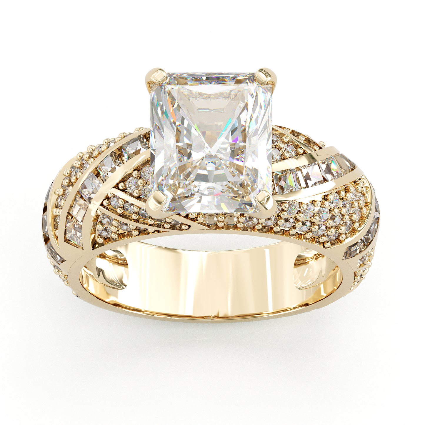 Jzora handmade 5ct emerald cut luxury sterling silver ring